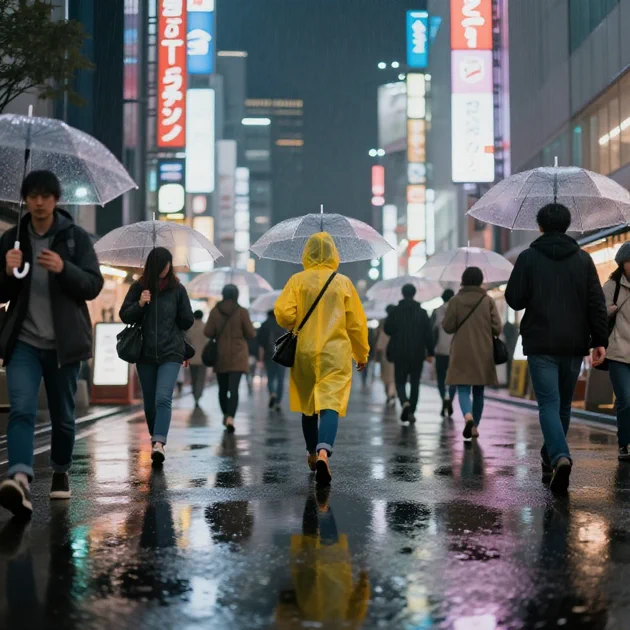 Rainy Tokyo street at night