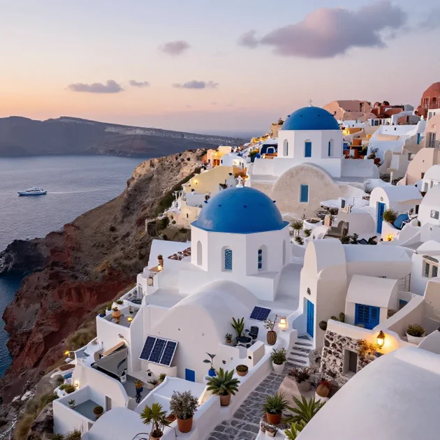 Futuristic Mediterranean cliffside village